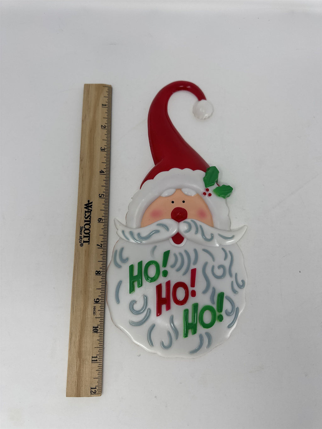 Vtg JSNY Santa Door Knob Hanger 12" Plastic Ho Ho Ho Christmas Decor Retro 80s