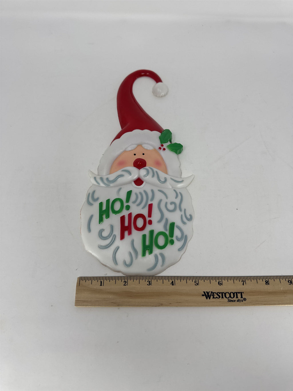 Vtg JSNY Santa Door Knob Hanger 12" Plastic Ho Ho Ho Christmas Decor Retro 80s