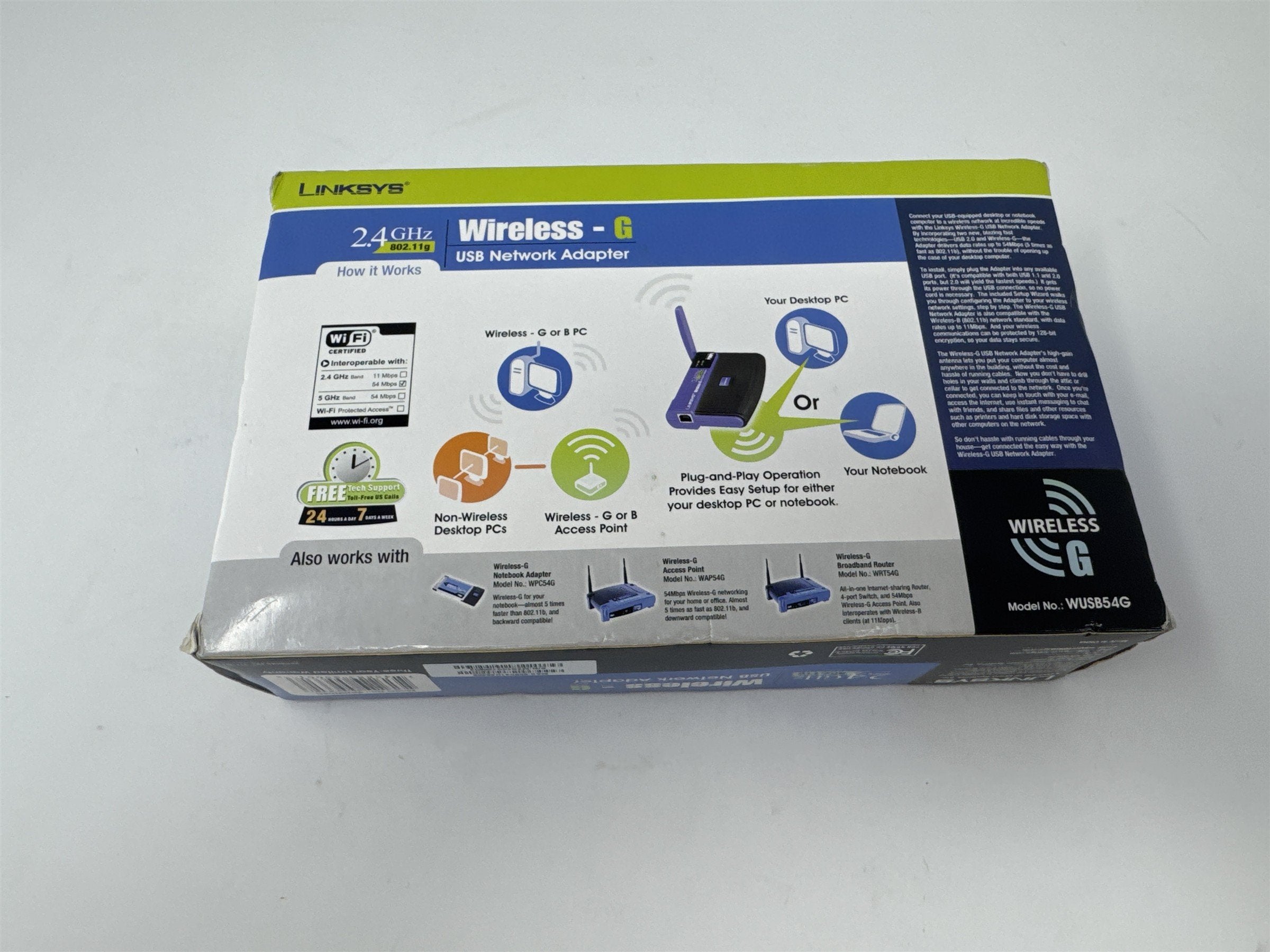 Linksys WUSB54G Wireless-G USB Network Adapter 54Mbps 2.4GHz 802.11g WiFi
