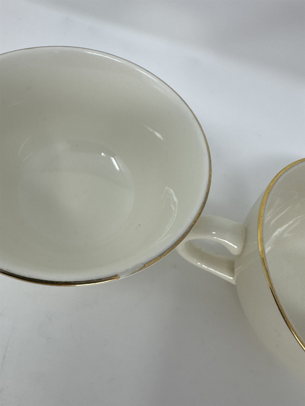 Set of 8 Vtg Homer Laughlin Golden Wheat Gold Trim Coffee Cups Teacups MCM