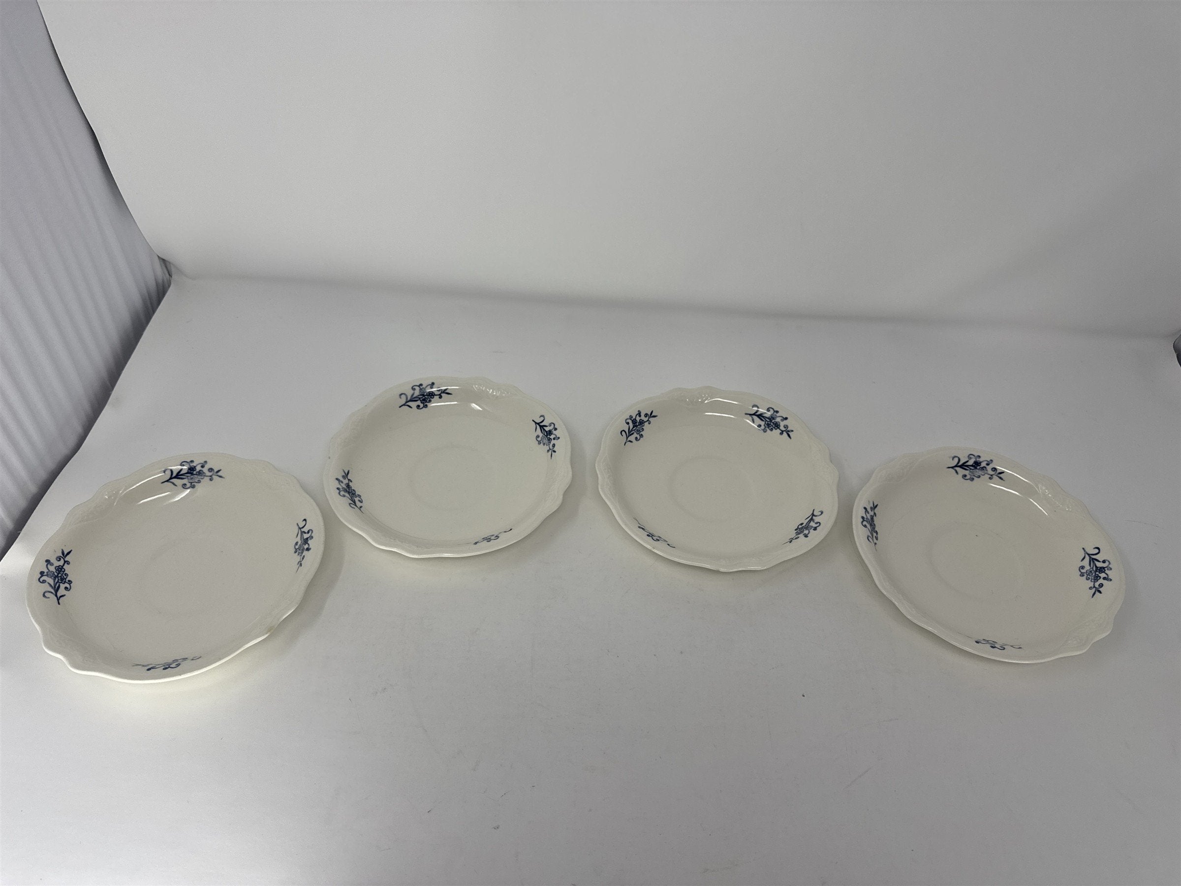 Set of 4 Vtg Homer Laughlin Virginia Rose Imperial Blue Saucer Plates USA 1962