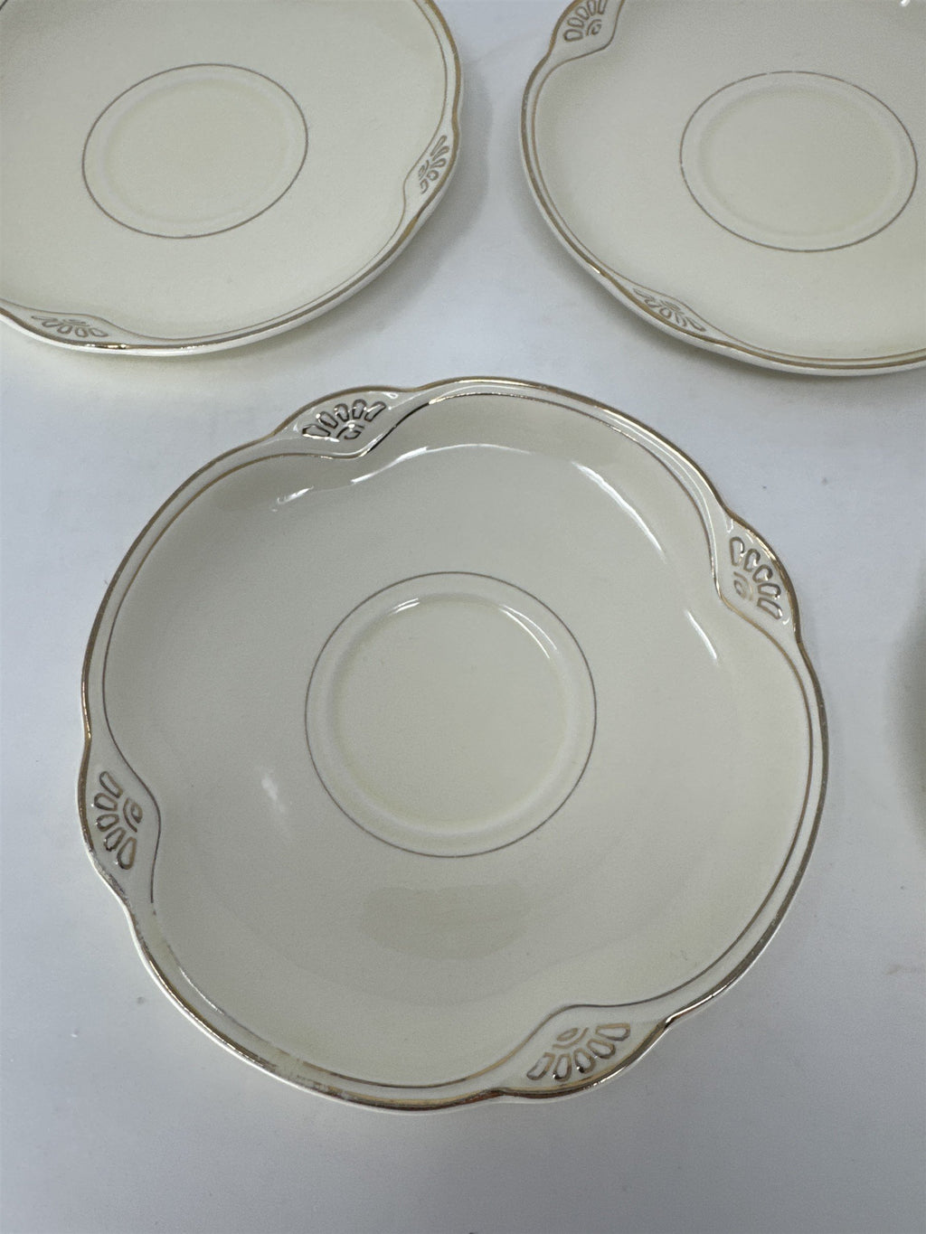 Set of 5 Vtg Homer Laughlin Virginia Rose Saucer Plates Gold Trim USA MCM