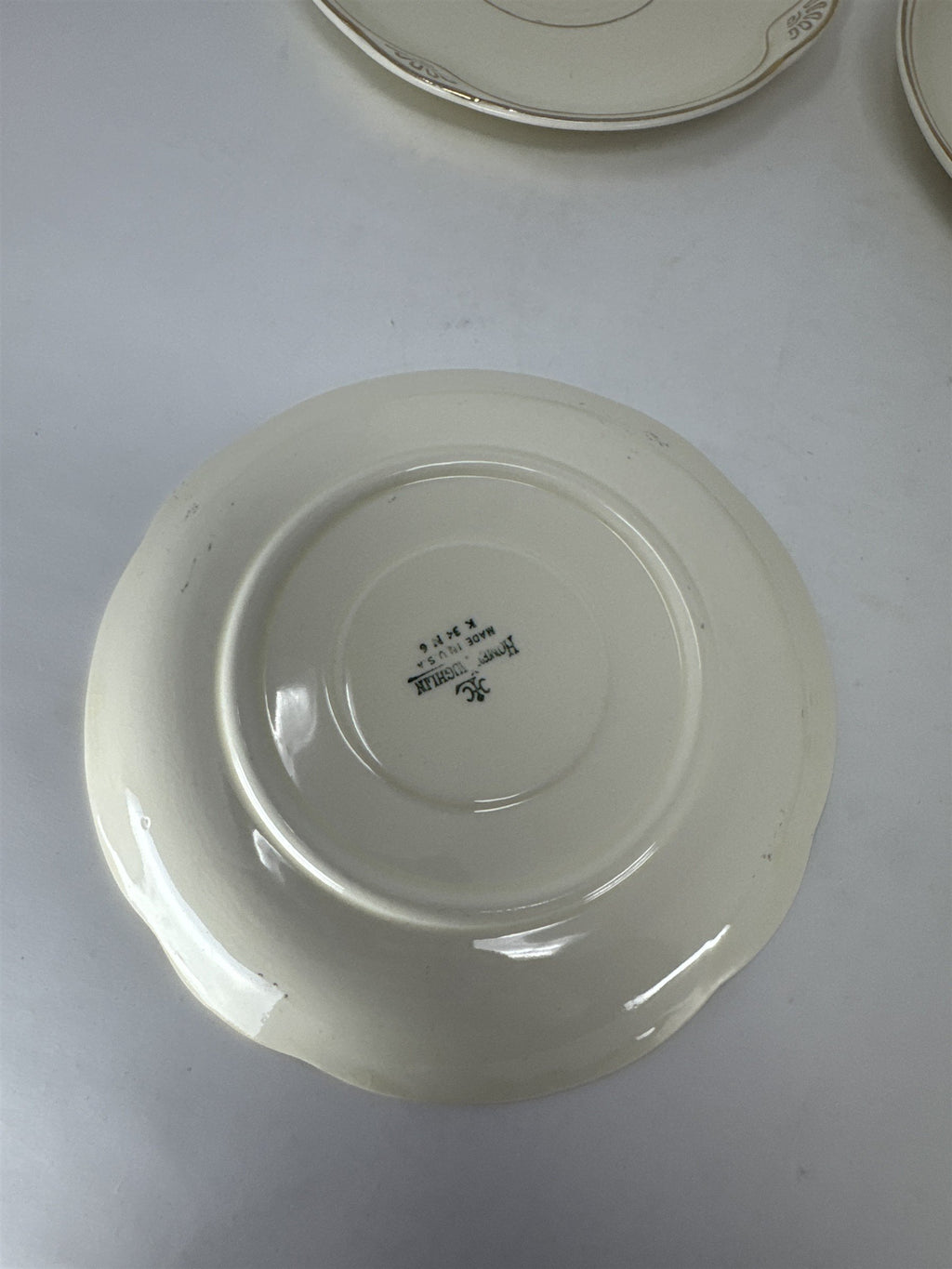 Set of 5 Vtg Homer Laughlin Virginia Rose Saucer Plates Gold Trim USA MCM