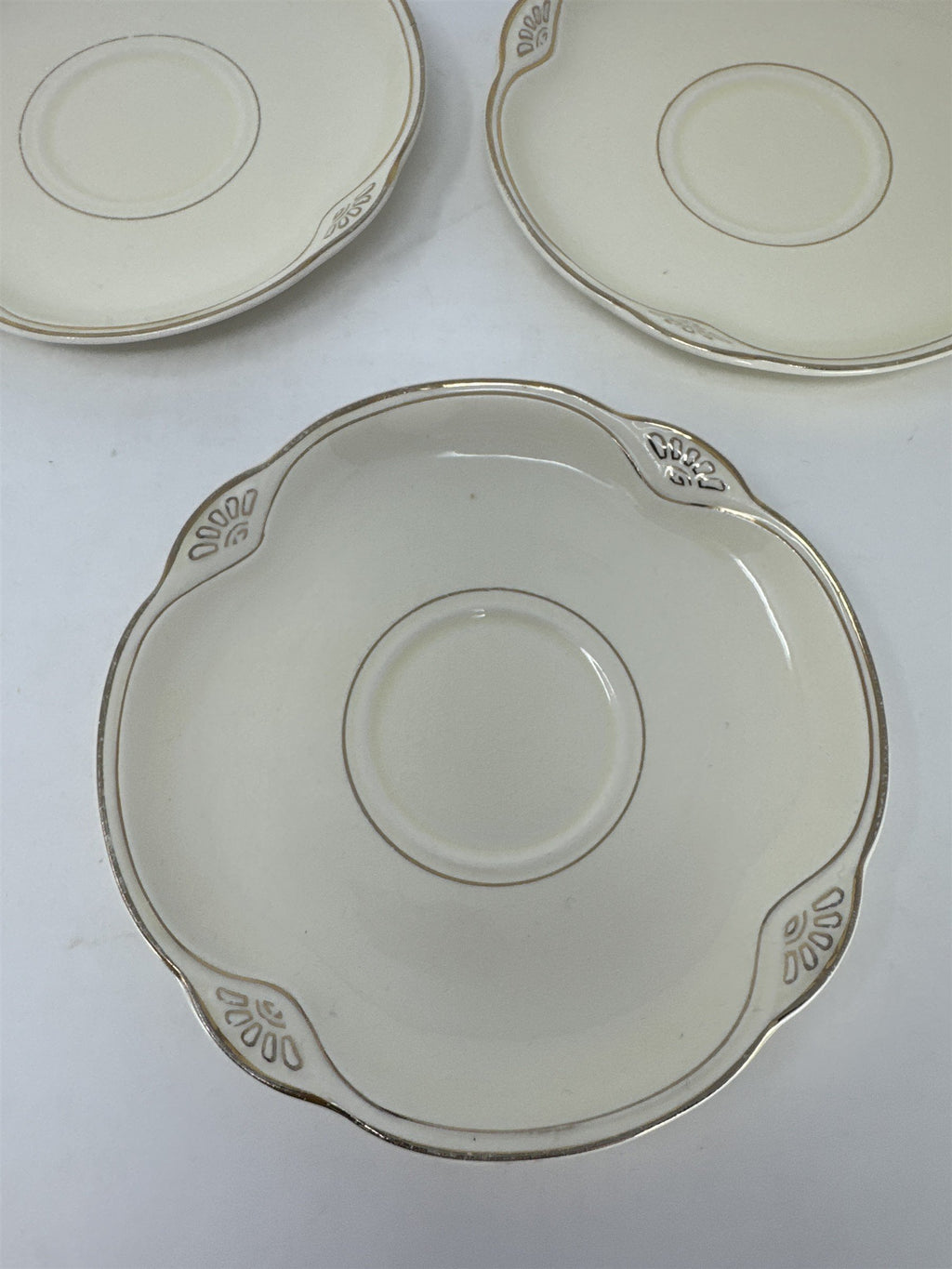 Set of 5 Vtg Homer Laughlin Virginia Rose Saucer Plates Gold Trim USA MCM