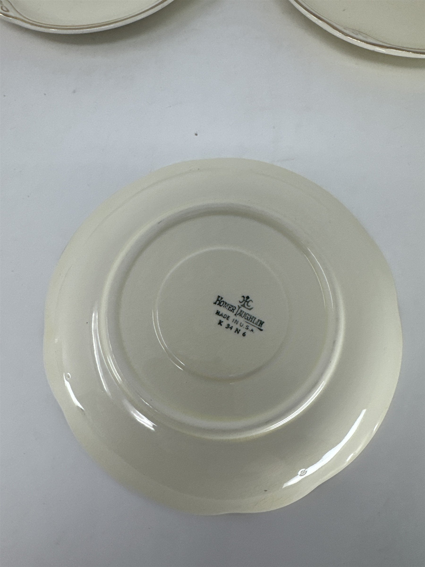 Set of 5 Vtg Homer Laughlin Virginia Rose Saucer Plates Gold Trim USA MCM