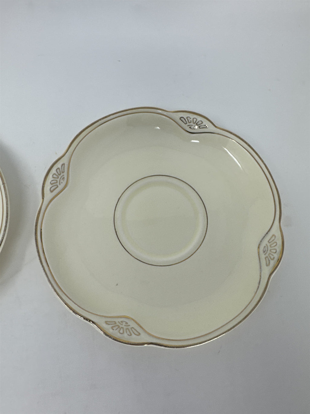 Set of 5 Vtg Homer Laughlin Virginia Rose Saucer Plates Gold Trim USA MCM