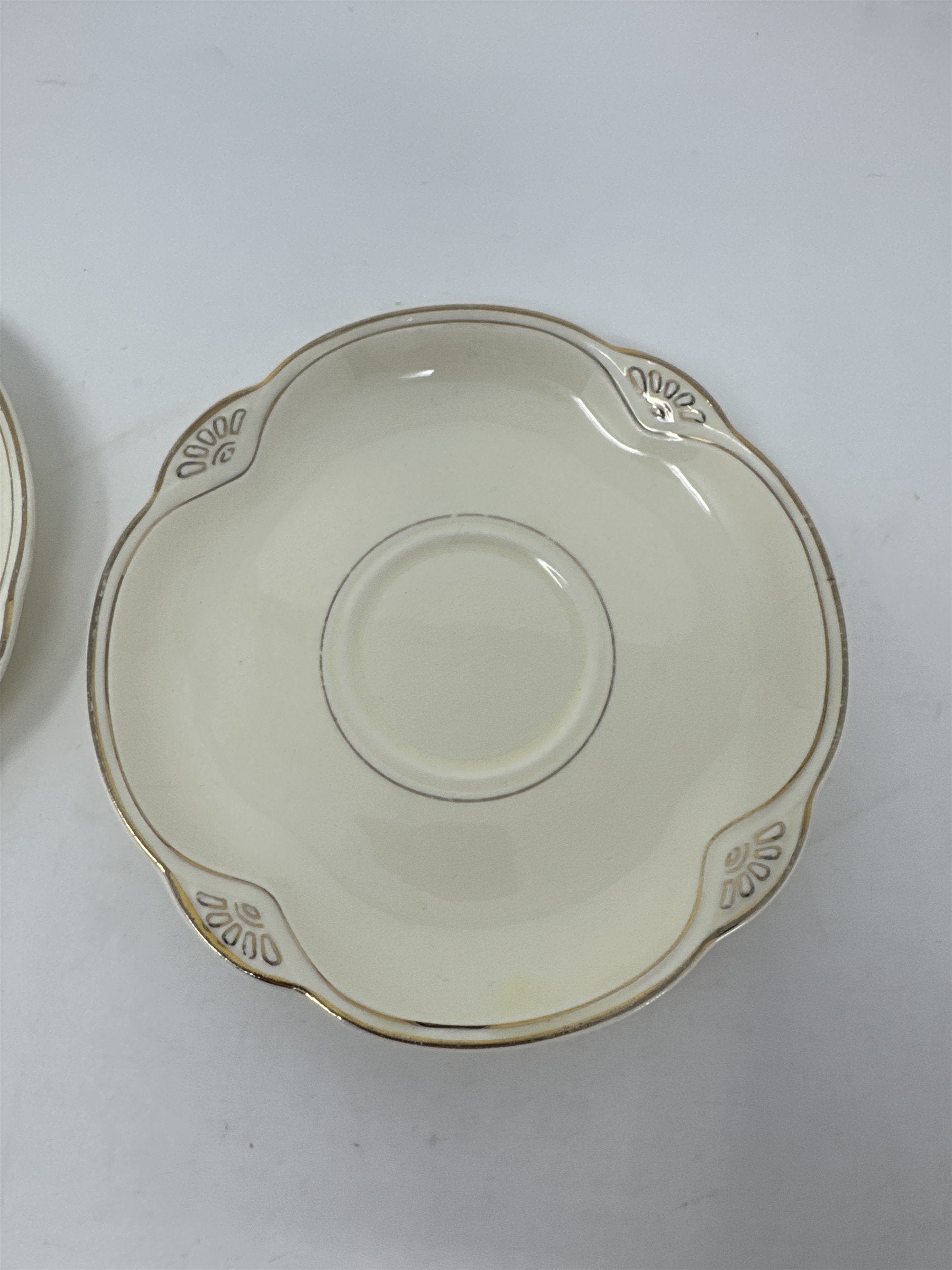 Set of 5 Vtg Homer Laughlin Virginia Rose Saucer Plates Gold Trim USA MCM