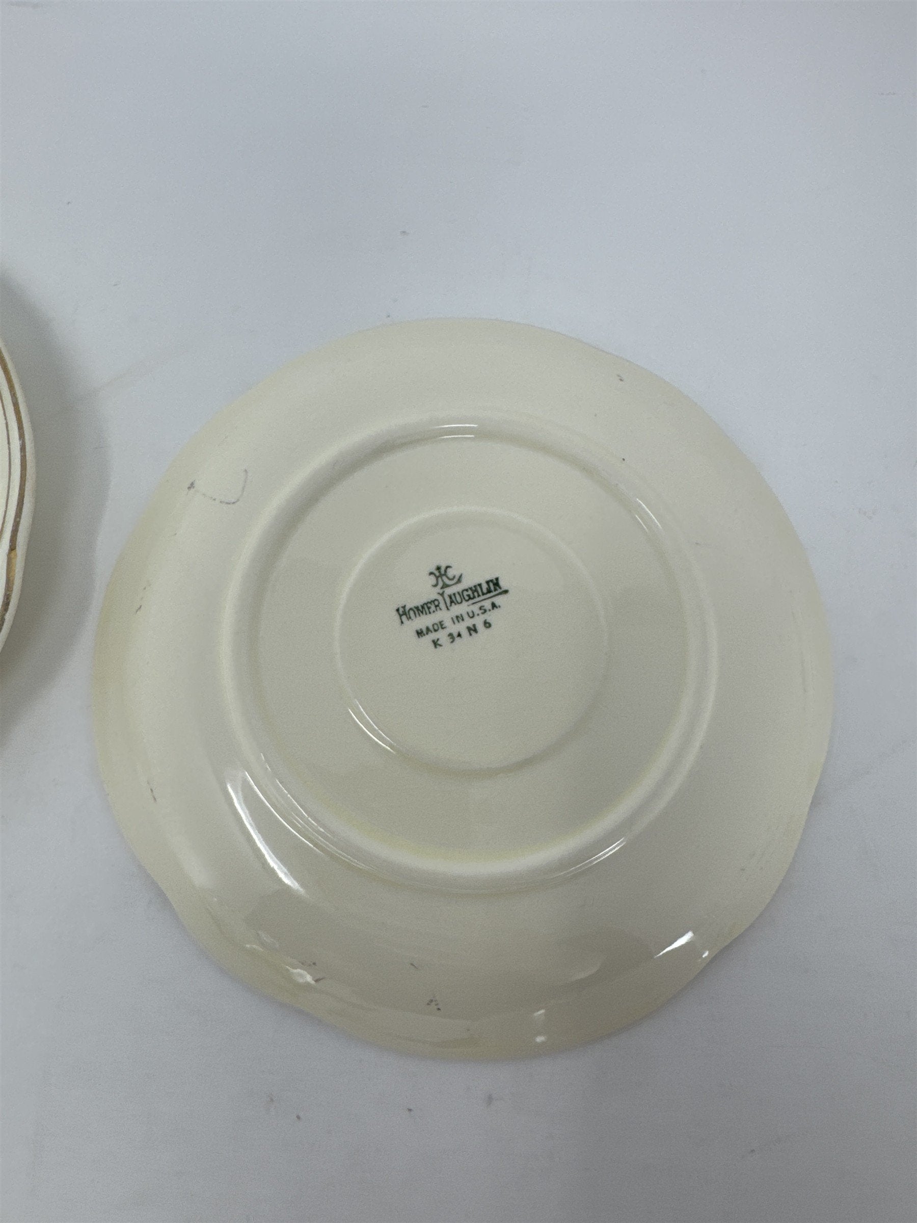 Set of 5 Vtg Homer Laughlin Virginia Rose Saucer Plates Gold Trim USA MCM