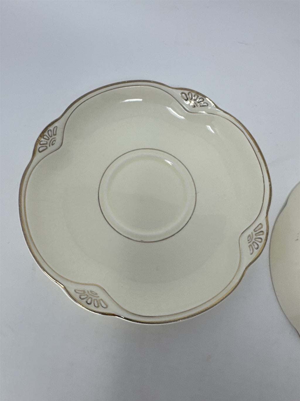 Set of 5 Vtg Homer Laughlin Virginia Rose Saucer Plates Gold Trim USA MCM