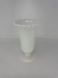 Vtg White Milk Glass Swirl Vase 9" Ribbed Spiral Tall Mid Century Floral Decor