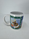 Christmas Coffee Mug Santa Reindeer Snowman Holiday Cocoa Cup Vintage Style