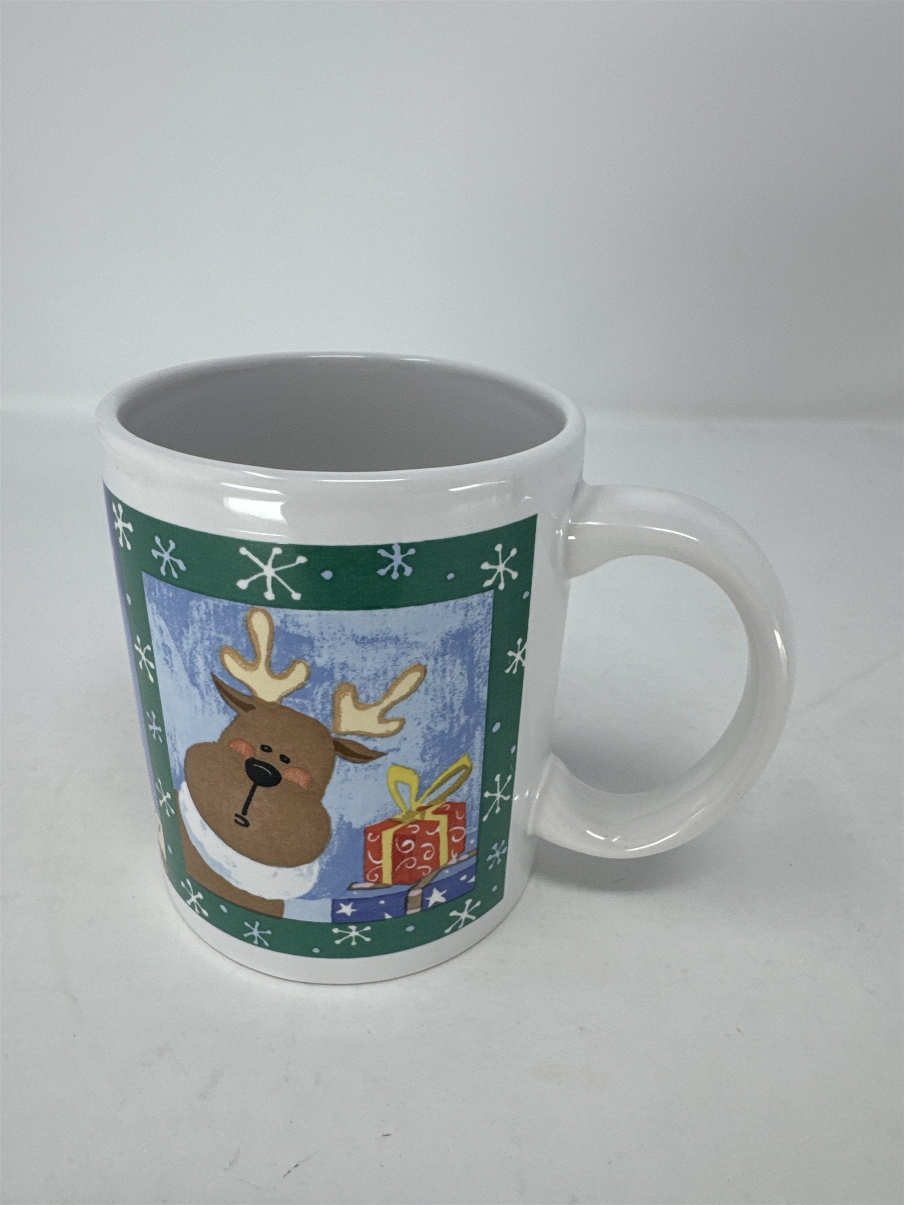 Christmas Coffee Mug Santa Reindeer Snowman Holiday Cocoa Cup Vintage Style