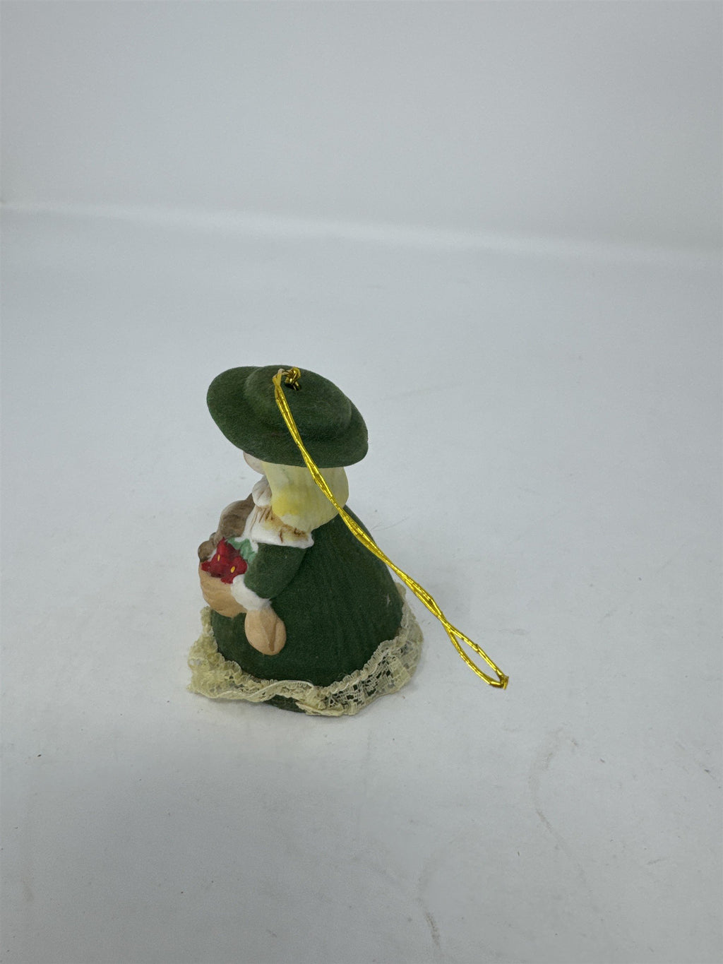 Vintage Jasco Heirloom Doll Ornament Bisque Porcelain Girl with Cat 3" (No Bell)