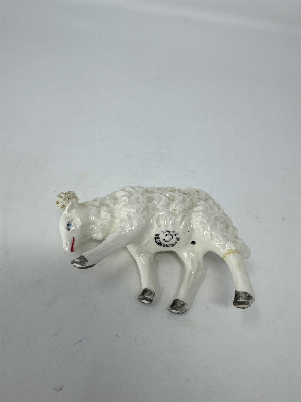 Vintage Hand Painted Porcelain Sheep Figurine Miniature Village Farm