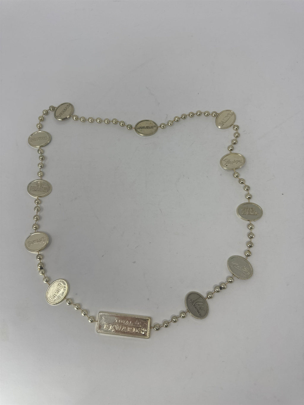 Vintage Total Rewards Las Vegas Casinos Golden Plastic Throw Beads Necklace