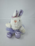 White Bunny Rabbit Ballerina Plush Purple Tutu Satin Slippers Small Stuffed