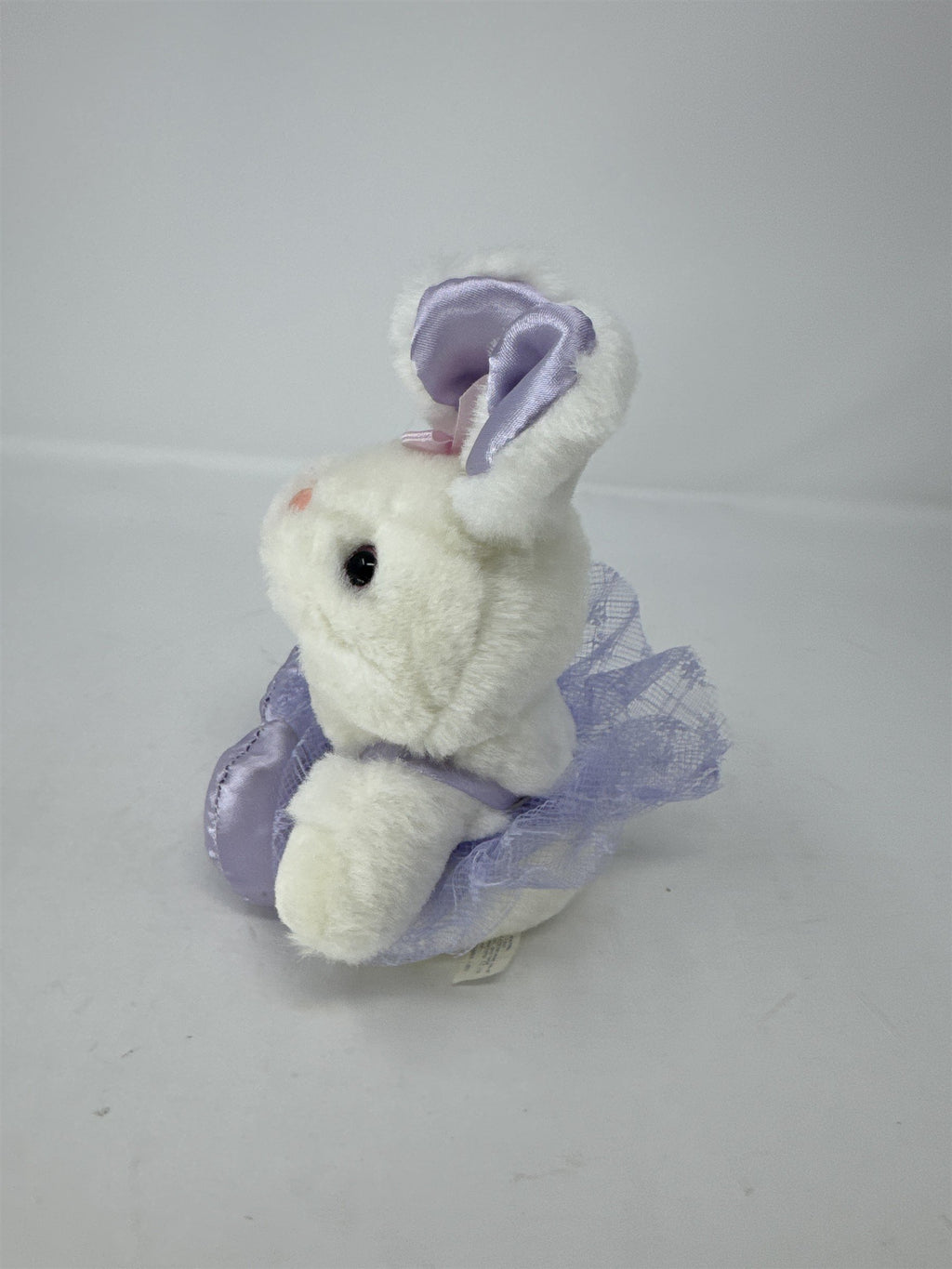 White Bunny Rabbit Ballerina Plush Purple Tutu Satin Slippers Small Stuffed