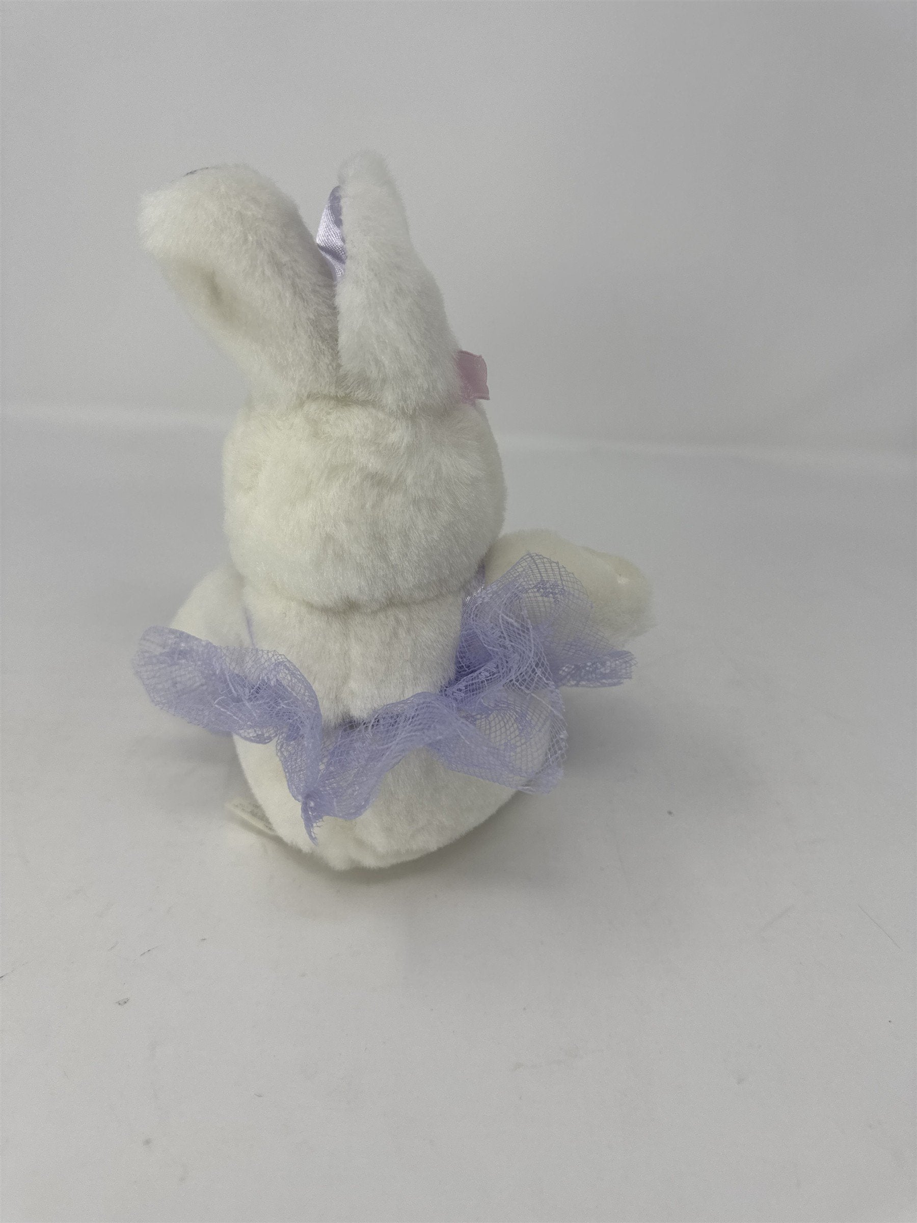 White Bunny Rabbit Ballerina Plush Purple Tutu Satin Slippers Small Stuffed