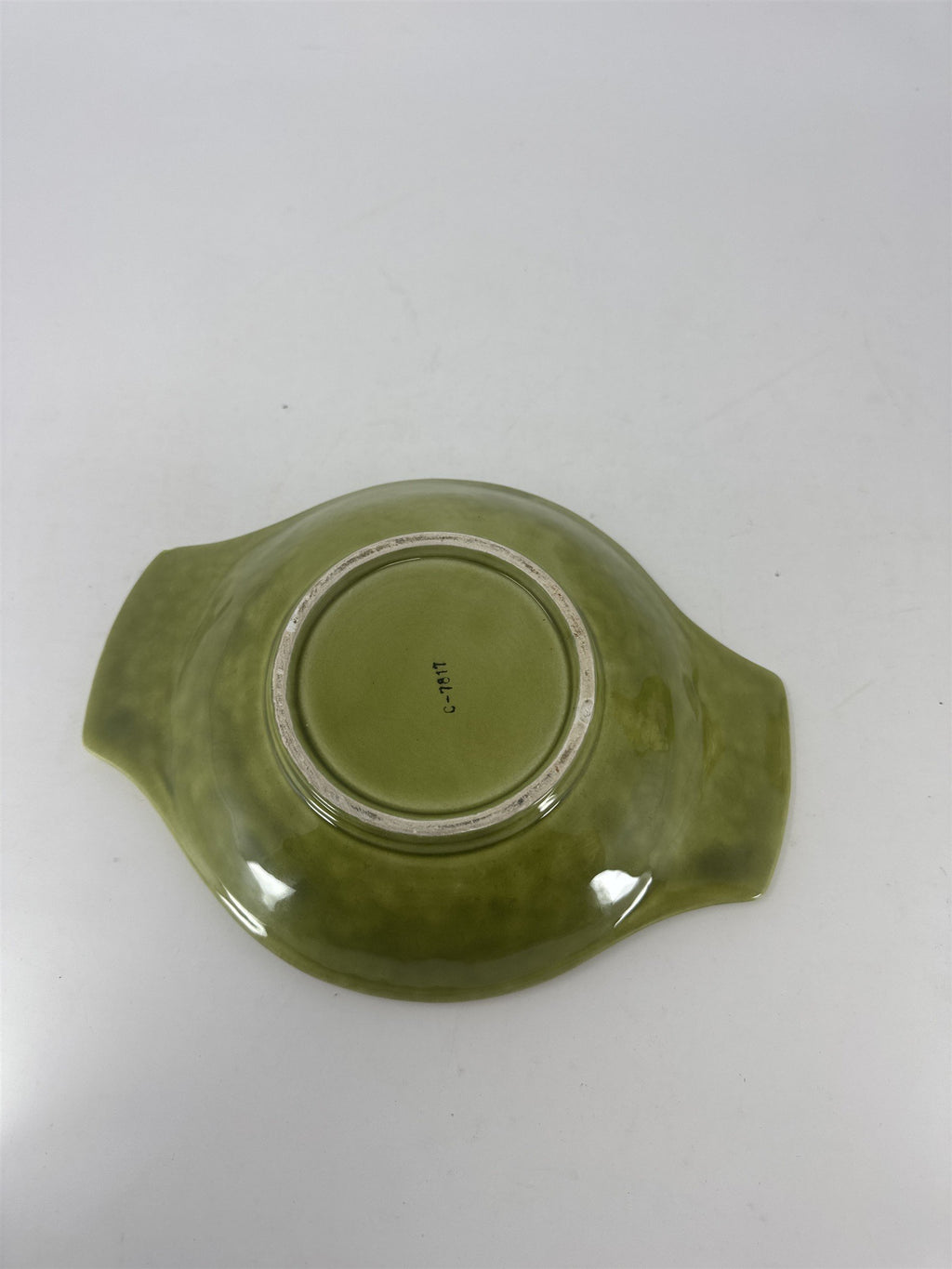 C-7817 Green Floral Pitcher and Washbowl Basin Set Vtg Ceramic