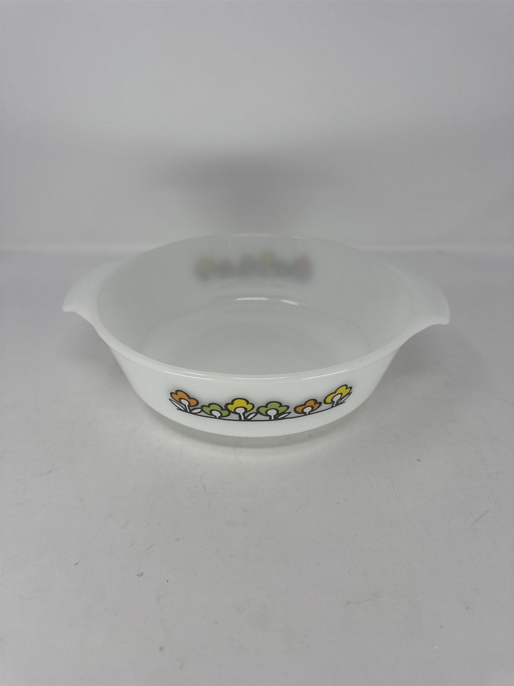 Vtg Fire-King Meadow Green 1.5 Qt Round Casserole Dish Anchor Hocking Milk Glass