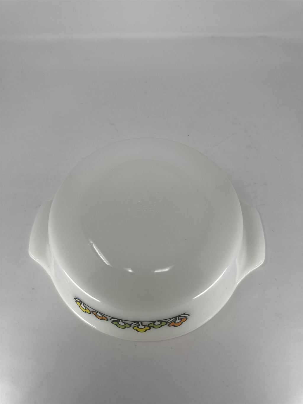 Vtg Fire-King Meadow Green 1.5 Qt Round Casserole Dish Anchor Hocking Milk Glass