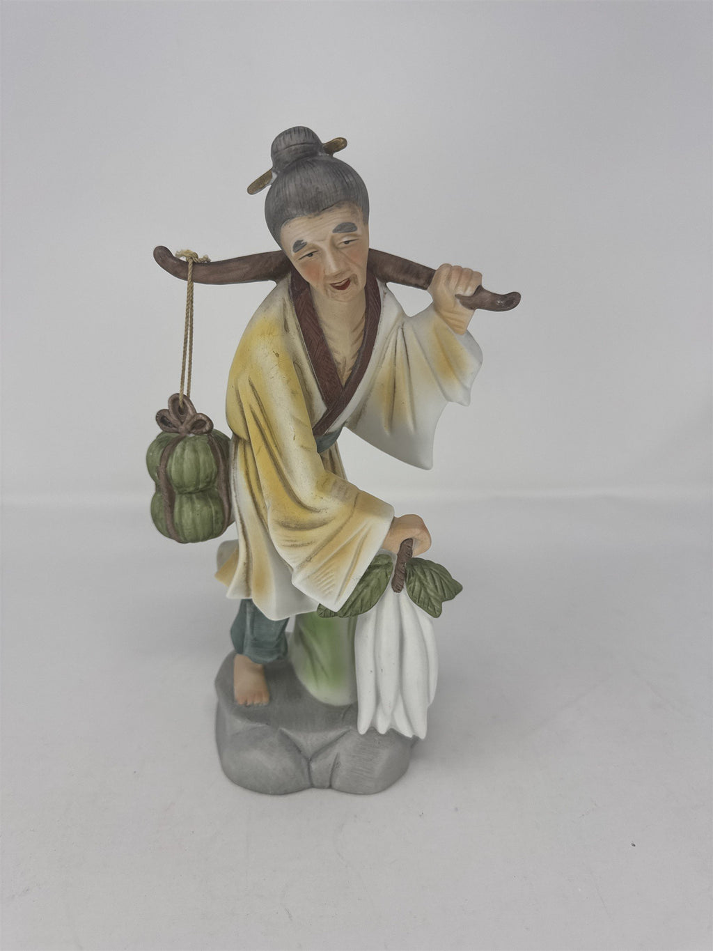 Vtg Yamakuni Japan Porcelain Figurine Hand Painted Asian Farmer Carrying Harvest