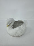 Vtg Homco #1402 White Bisque Porcelain Swan Planter Figurine Trinket Dish READ