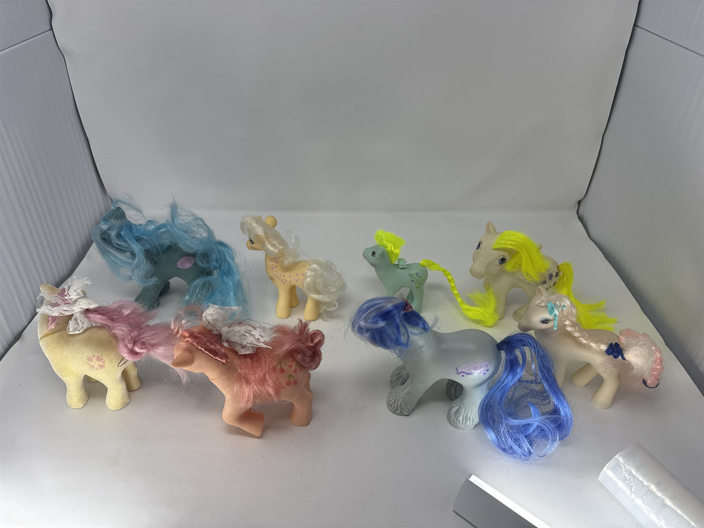 Lot of 8 Vintage My Little Pony G1 Toys Hong Kong Glitter Sparkle Felt & Mini
