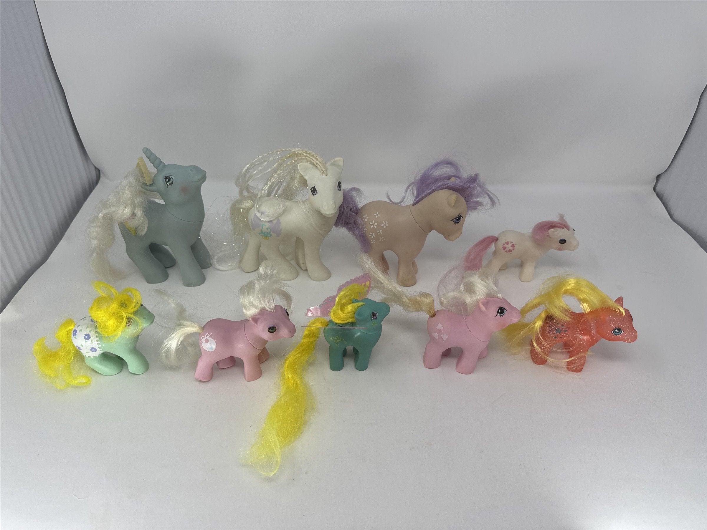Lot of 9 Vintage My Little Pony G1 Toys Hong Kong Glitter Sparkle & Mini