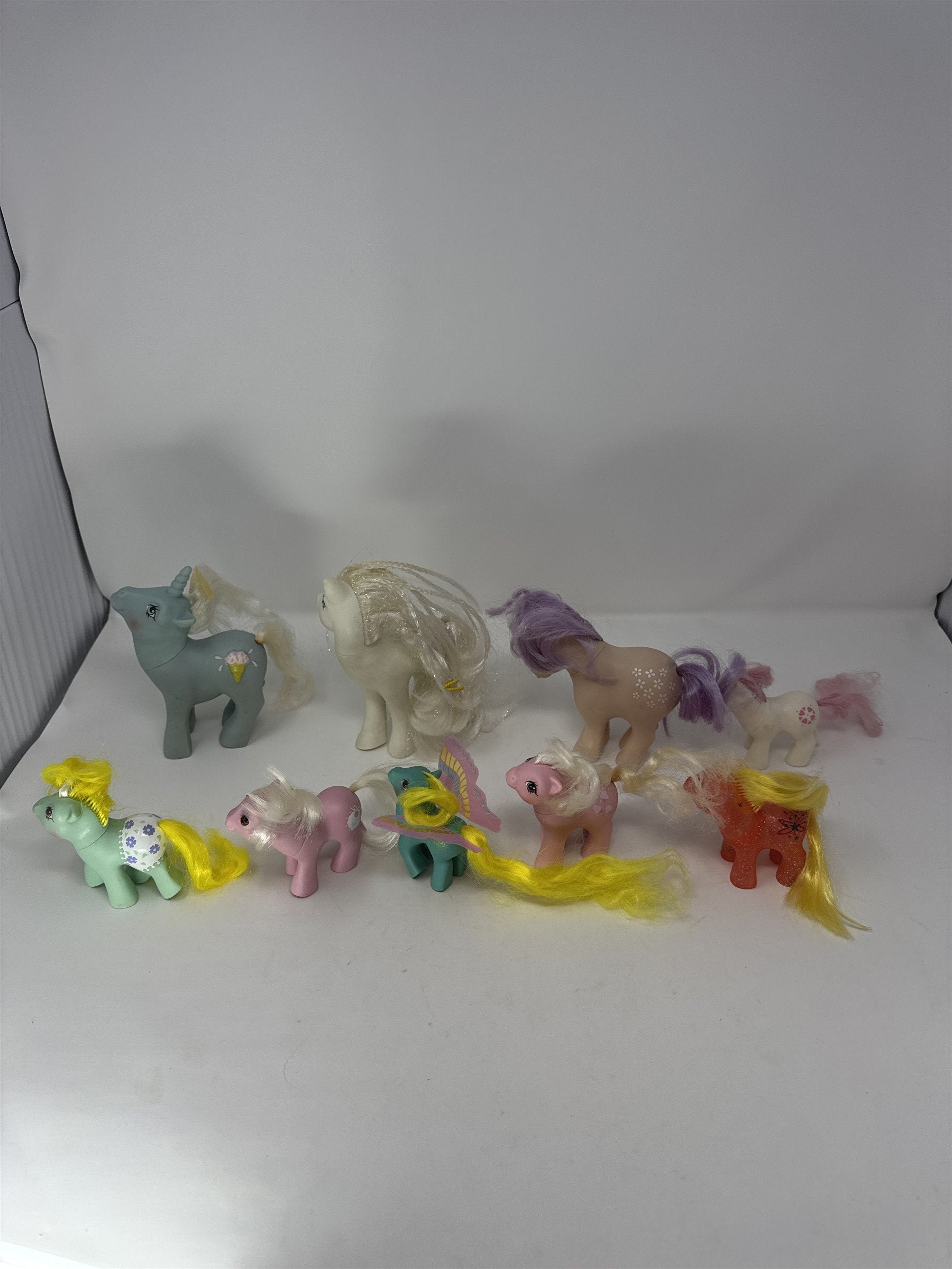 Lot of 9 Vintage My Little Pony G1 Toys Hong Kong Glitter Sparkle & Mini