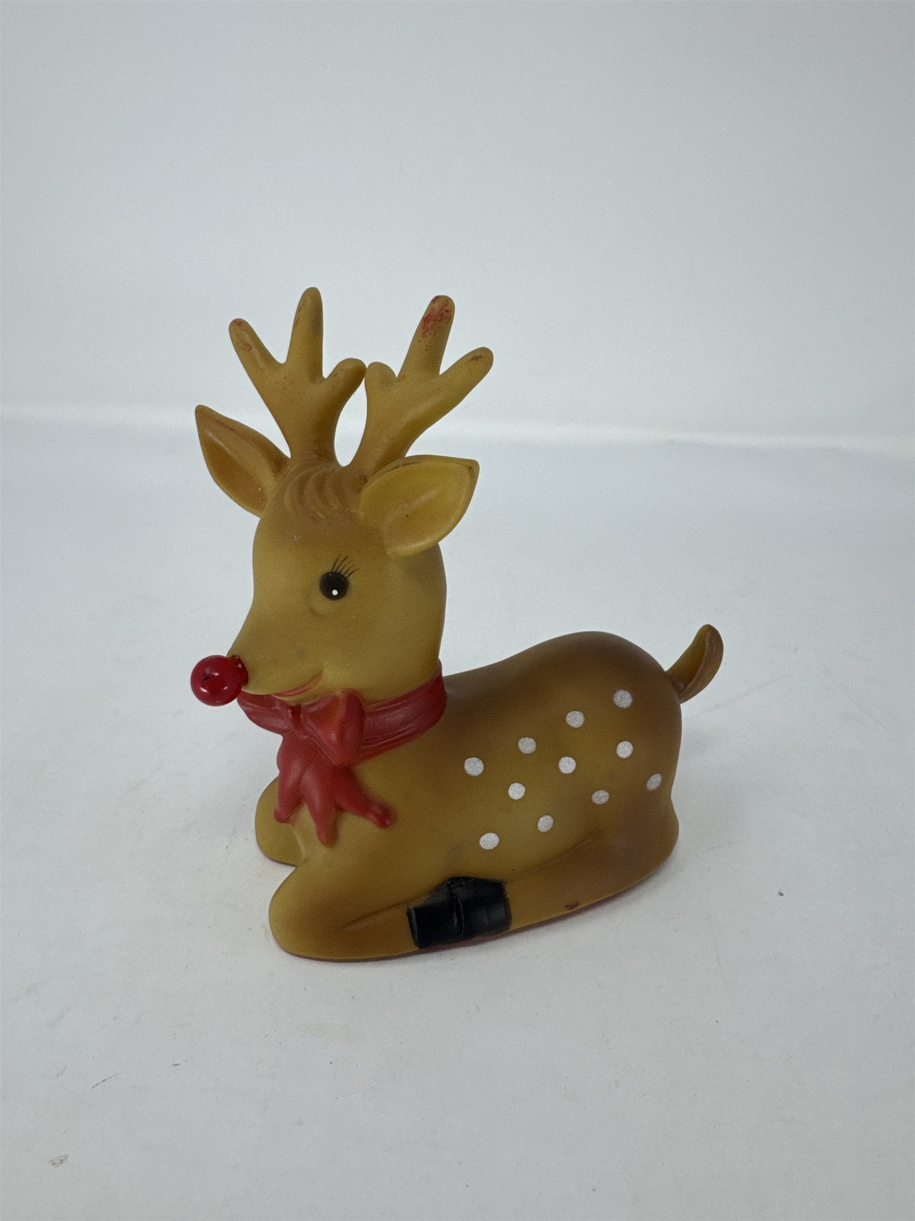 Vintage PVC Reindeer W/Nose Light Rudolph Red Nose Illuminated Christmas RARE!