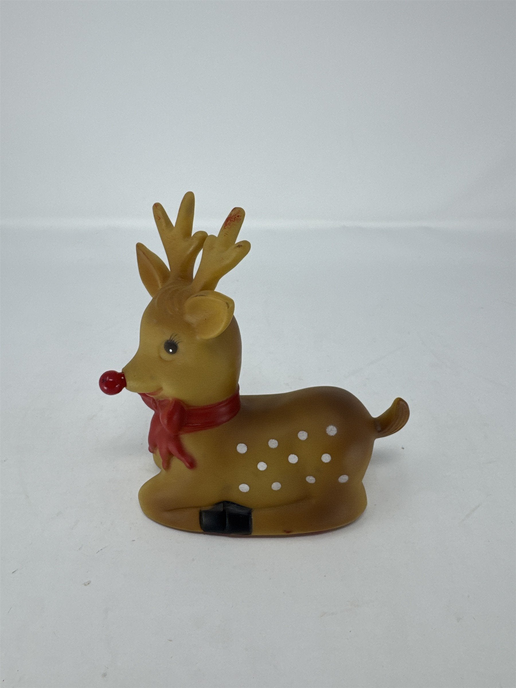 Vintage PVC Reindeer W/Nose Light Rudolph Red Nose Illuminated Christmas RARE!