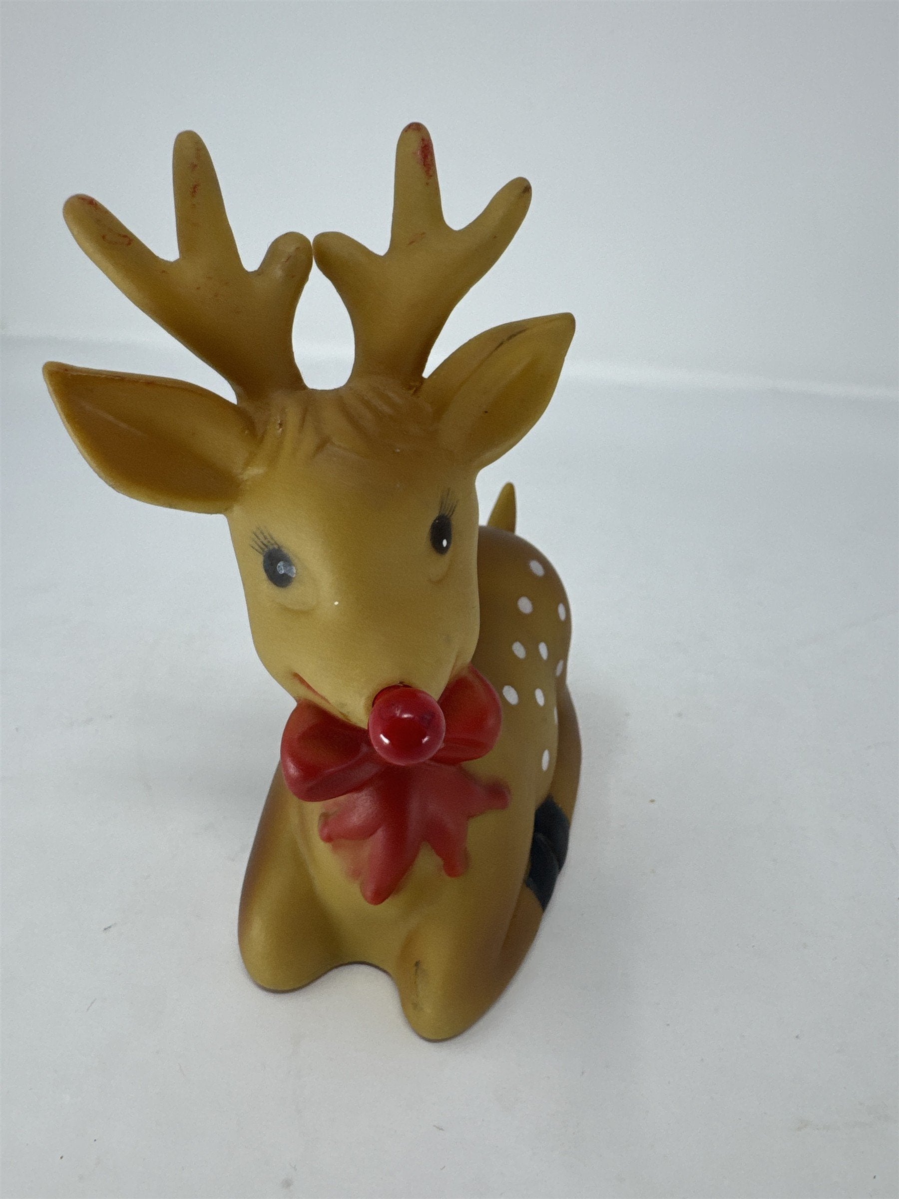 Vintage PVC Reindeer W/Nose Light Rudolph Red Nose Illuminated Christmas RARE!