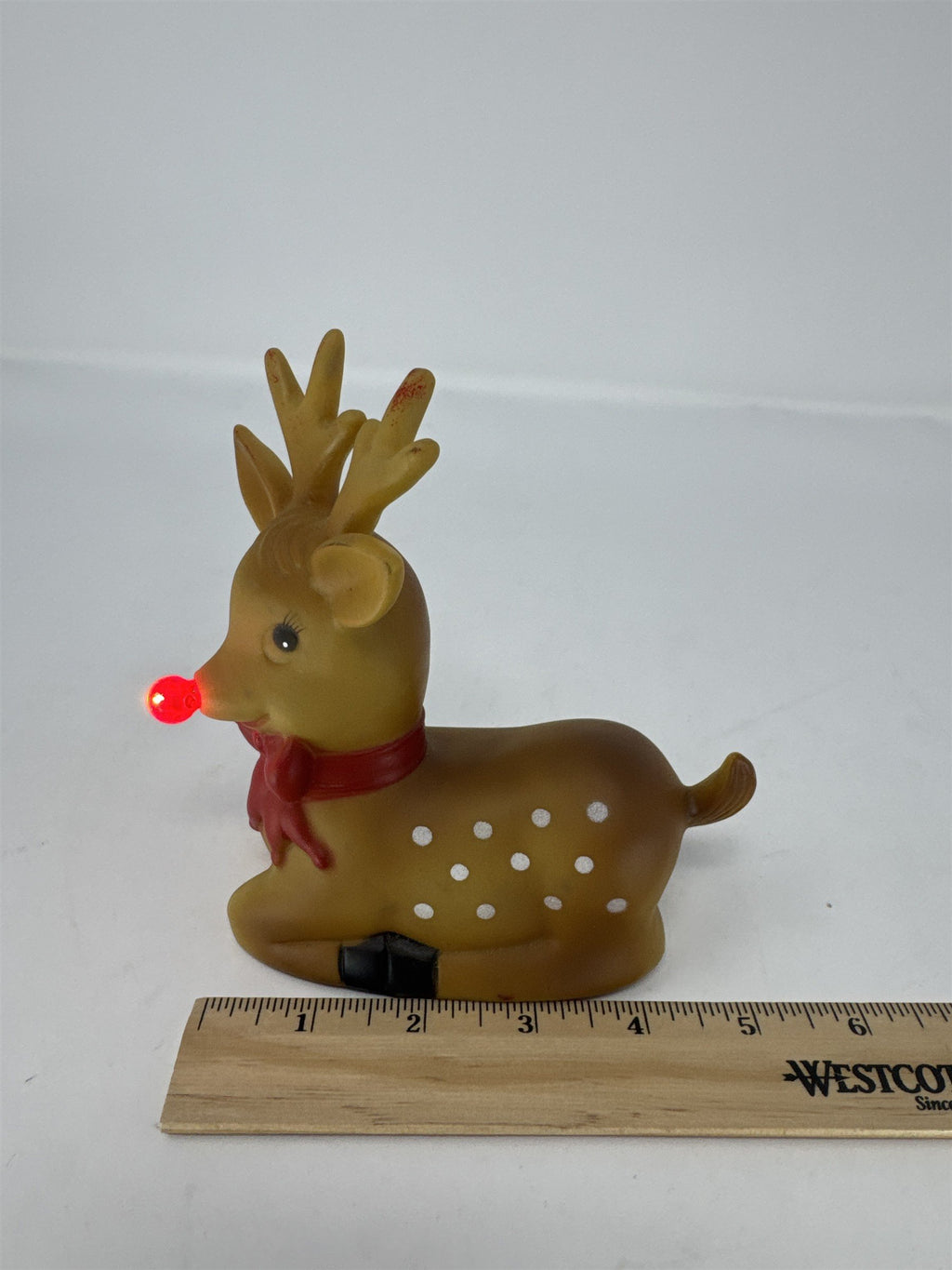 Vintage PVC Reindeer W/Nose Light Rudolph Red Nose Illuminated Christmas RARE!