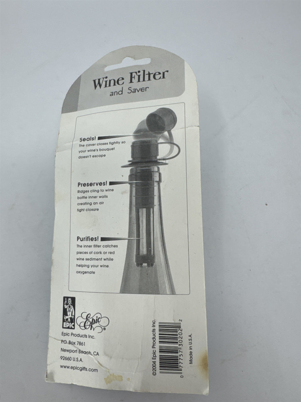 Epic Wine Filter and Saver Pourer Aerator Stopper Seal 2004 New in Package
