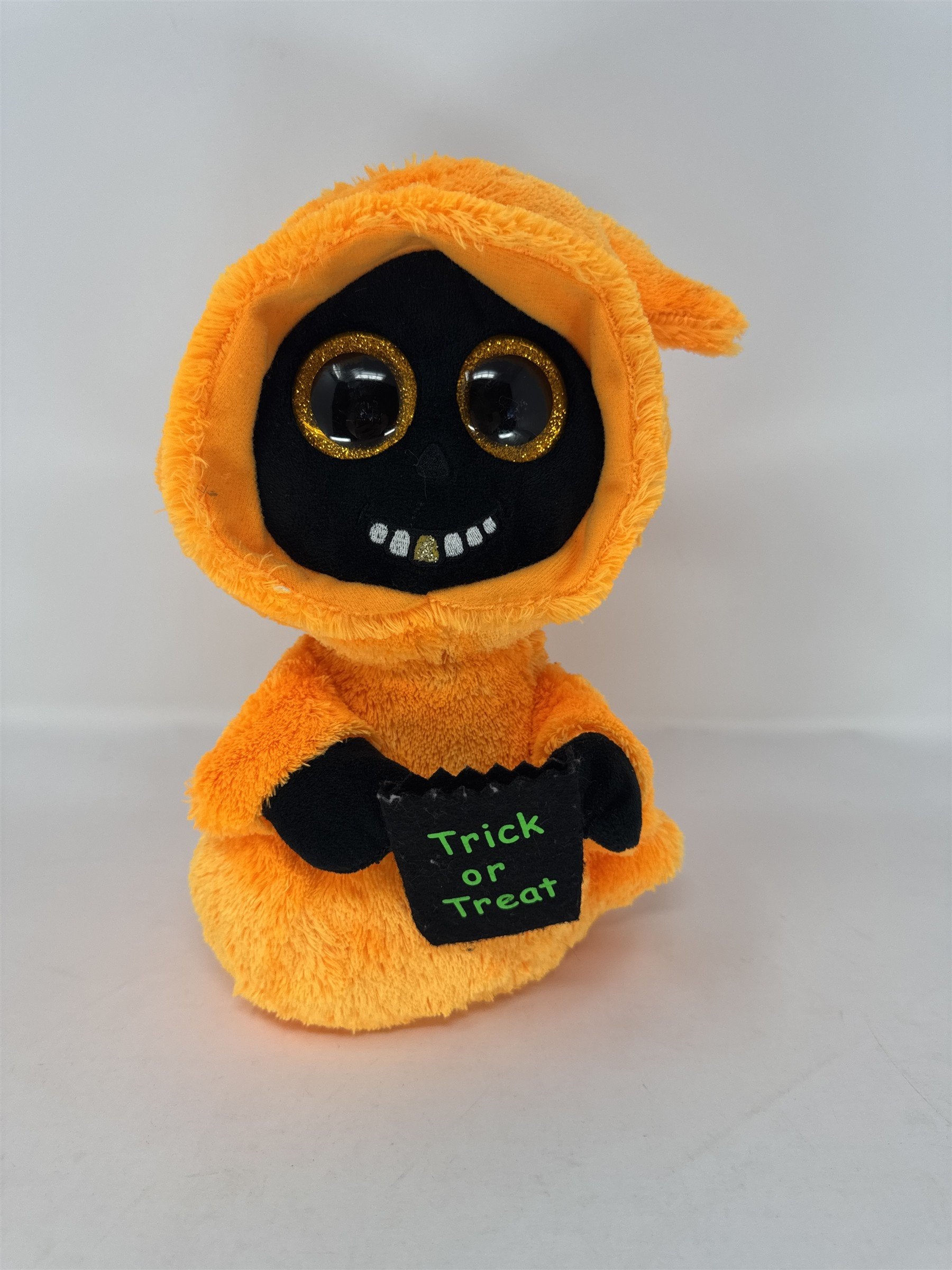 Ty Beanie Ballz Grinner Pumpkin Ghost Plush Halloween Weighted Retired