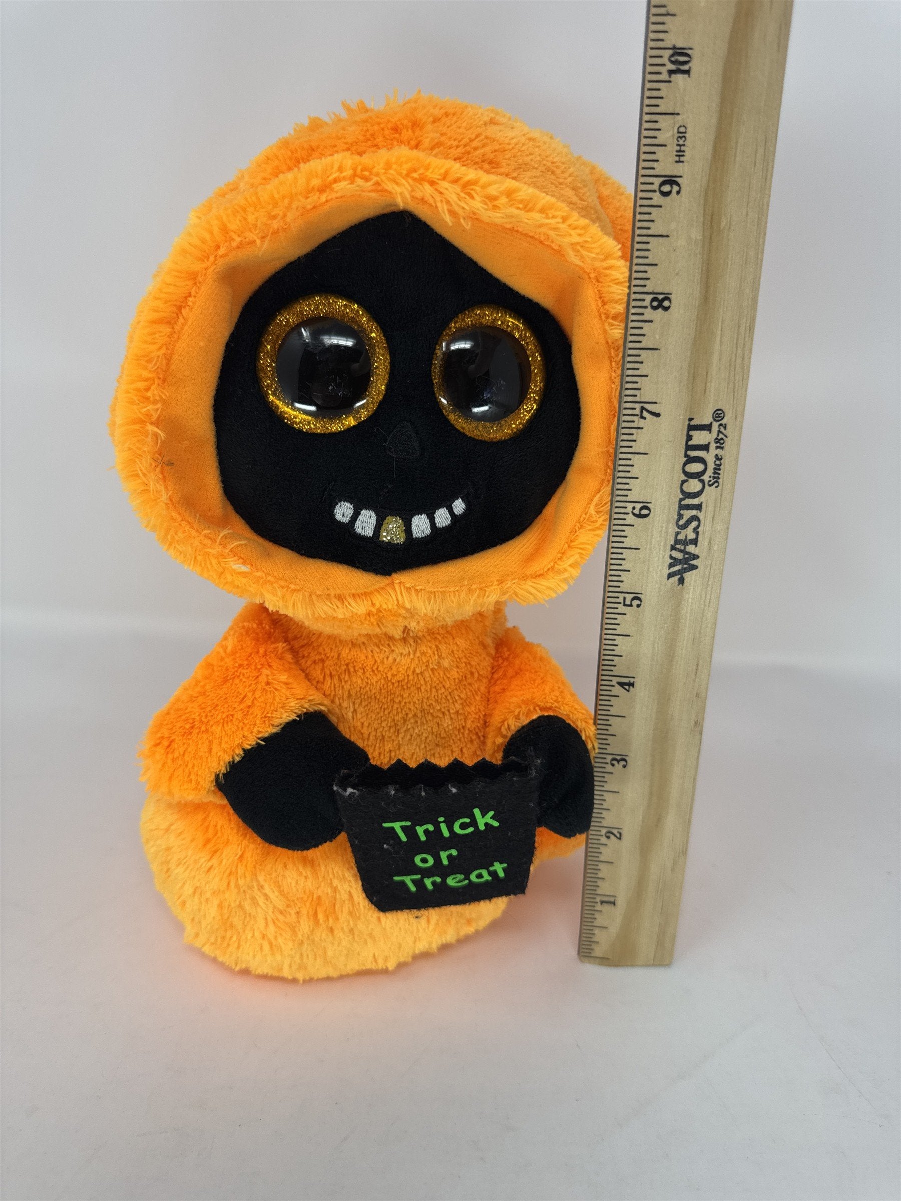 Ty Beanie Ballz Grinner Pumpkin Ghost Plush Halloween Weighted Retired