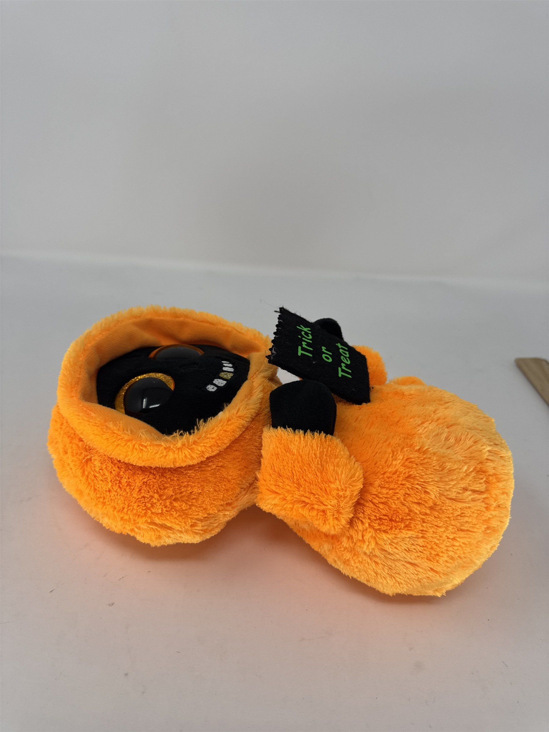 Ty Beanie Ballz Grinner Pumpkin Ghost Plush Halloween Weighted Retired