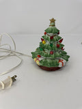 Vintage Ceramic Lighted Christmas Tree Miniature Presents Ornaments Star Topper