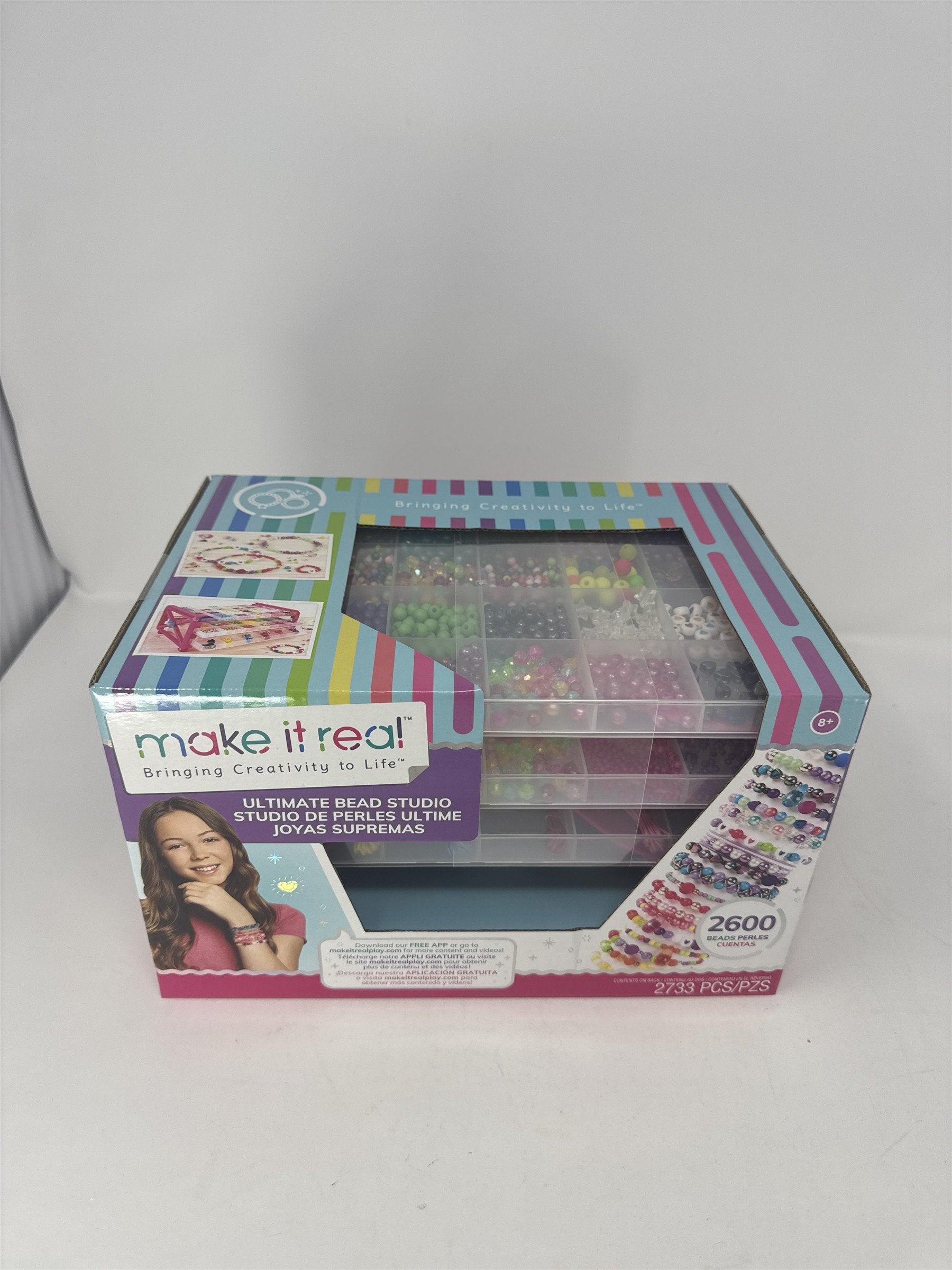 Make It Real Ultimate Bead Studio Kit 2600 Beads Storage Tray Jewelry Making New