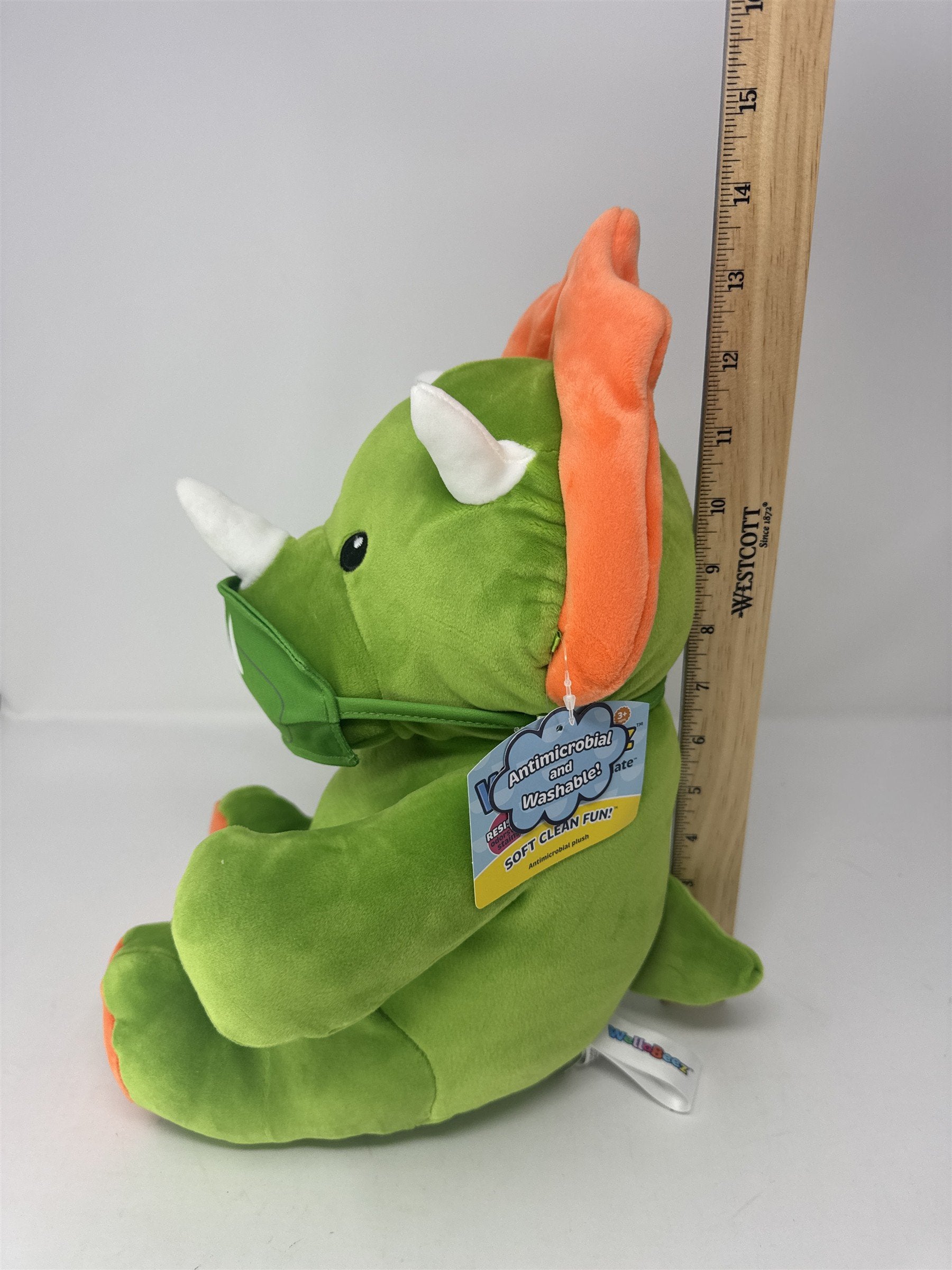 Animal Adventure WelloBeez Green Dinosaur Antimicrobial Plush Mask Mate Toy