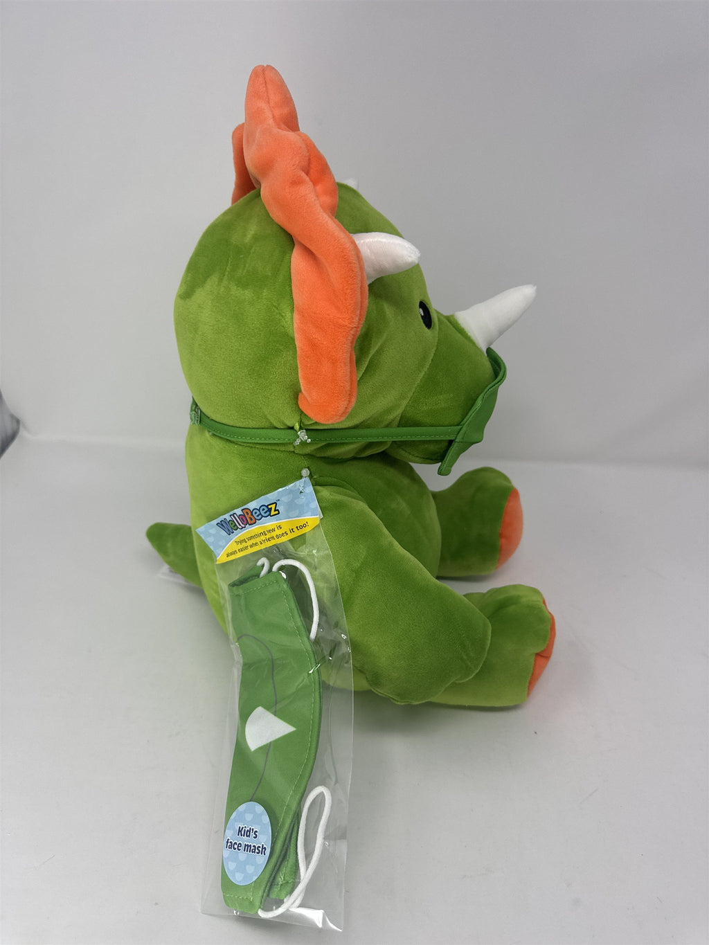 Animal Adventure WelloBeez Green Dinosaur Antimicrobial Plush Mask Mate Toy