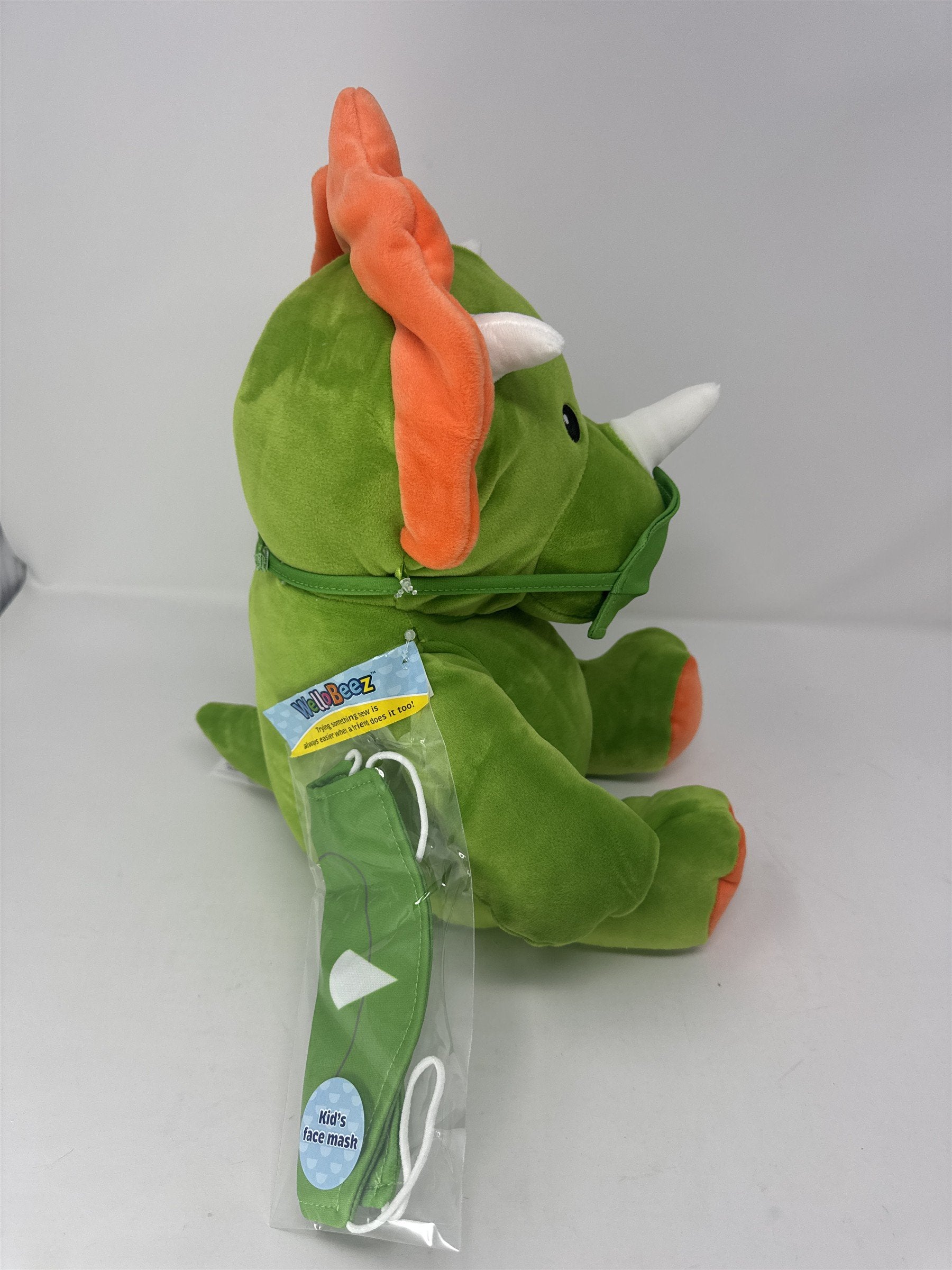 Animal Adventure WelloBeez Green Dinosaur Antimicrobial Plush Mask Mate Toy
