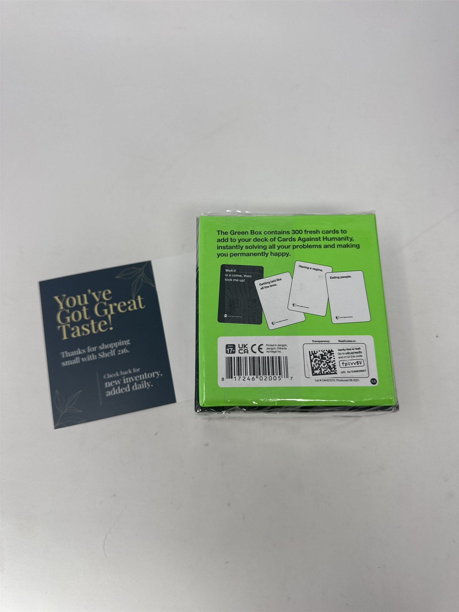Cards Against Humanity Adult Party Game Green Box Expansion Pack 300 Card Game