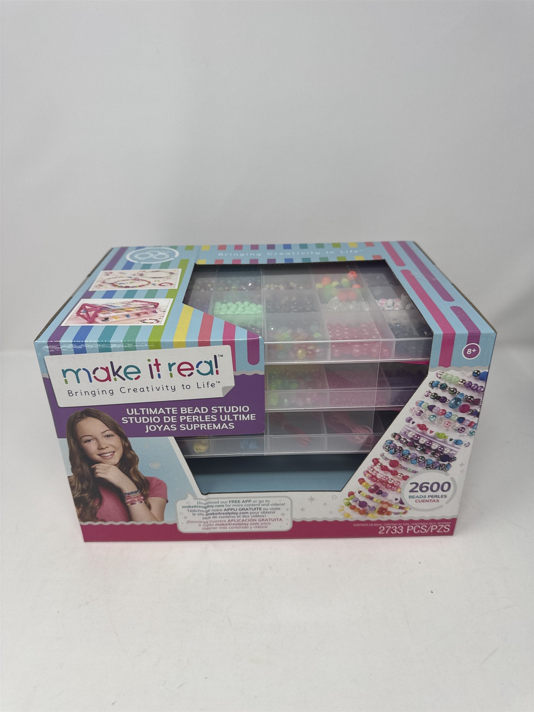 Make It Real Ultimate Bead Studio Kit 2600 Beads Storage Tray Jewelry Making