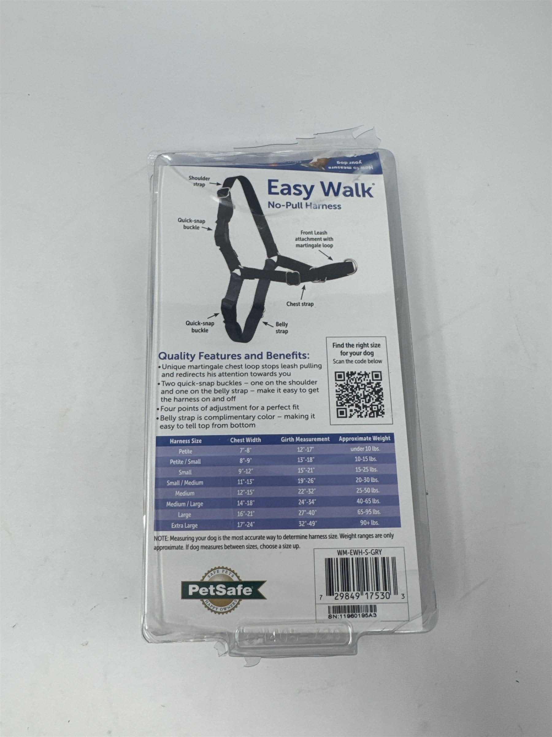 PetSafe Easy Walk No-Pull Dog Harness Size Small Black Charcoal Gray Training