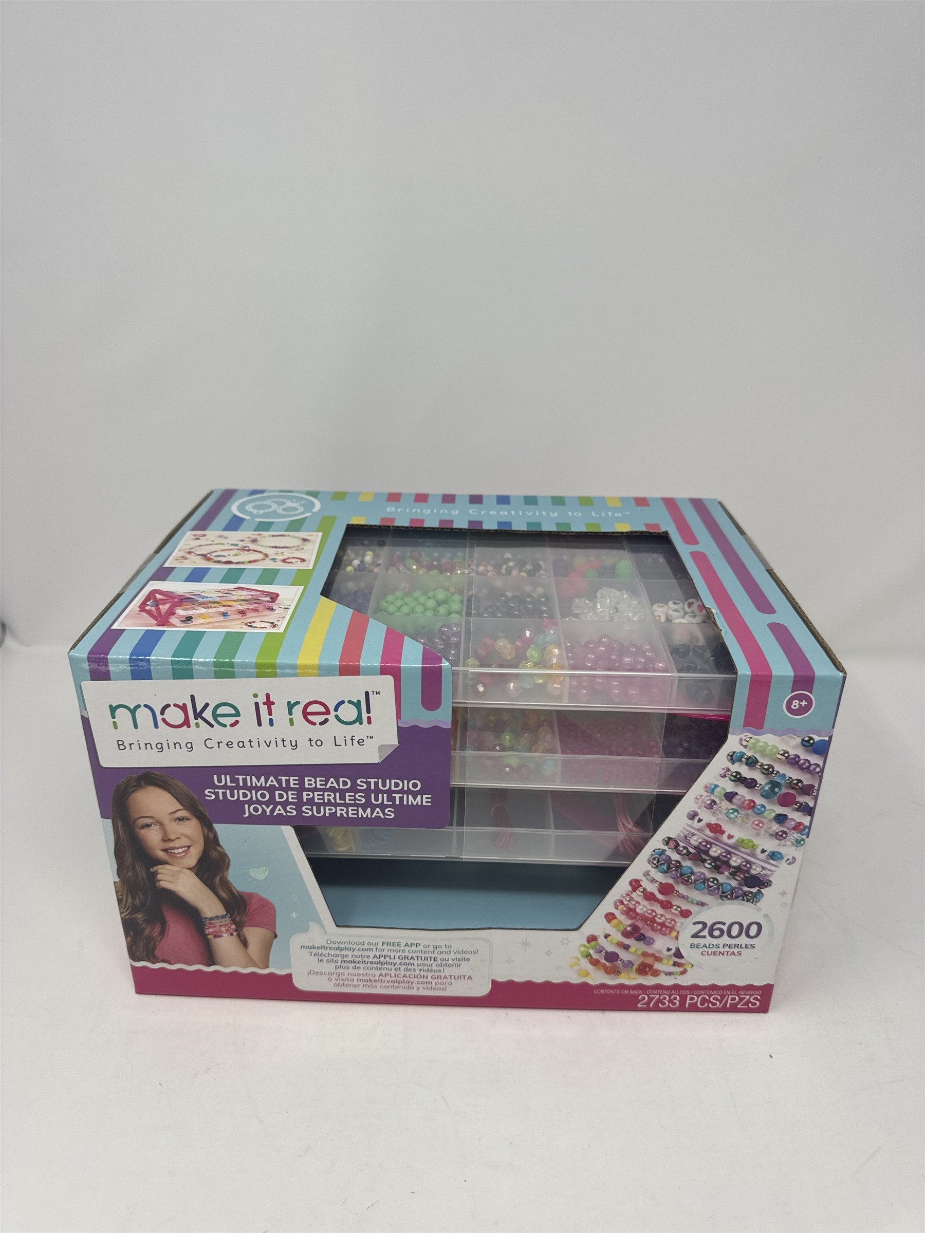 Make It Real Ultimate Bead Studio Kit 2600 Beads Storage Tray Jewelry Making
