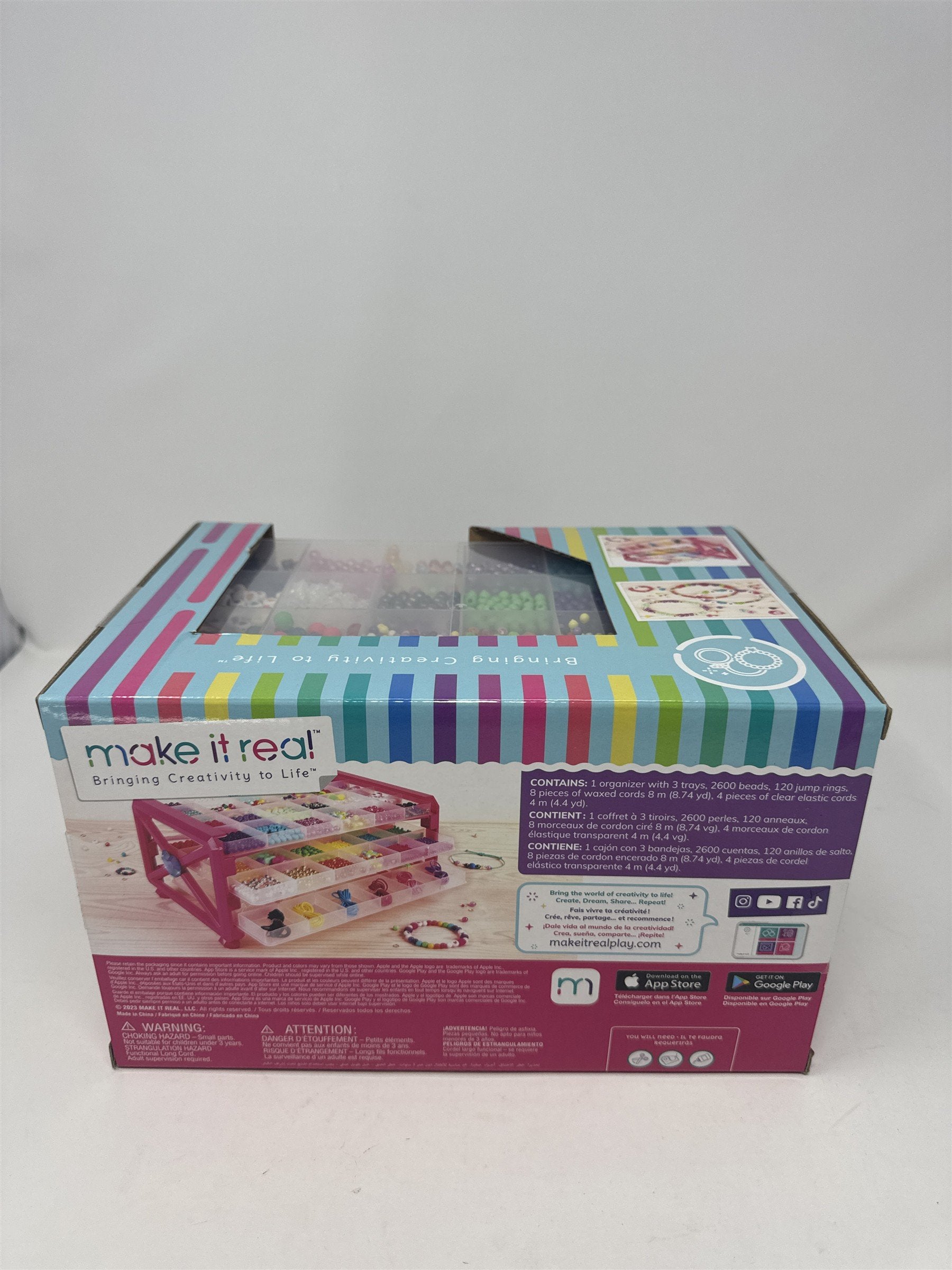 Make It Real Ultimate Bead Studio Kit 2600 Beads Storage Tray Jewelry Making
