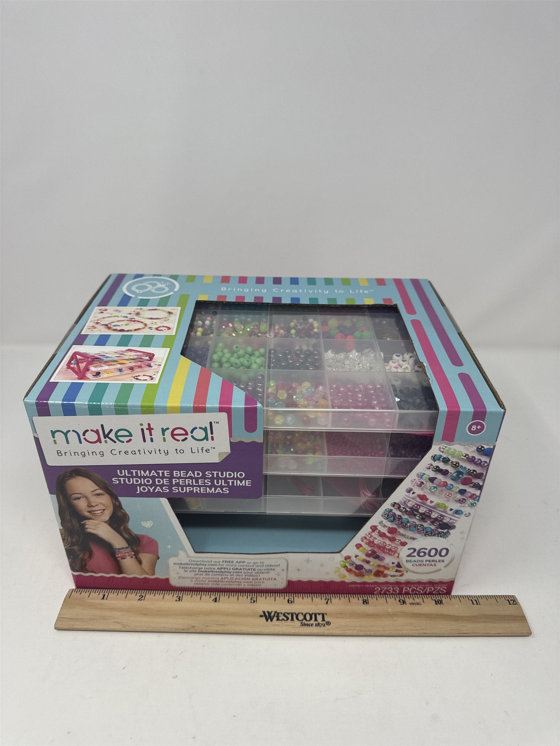 Make It Real Ultimate Bead Studio Kit 2600 Beads Storage Tray Jewelry Making