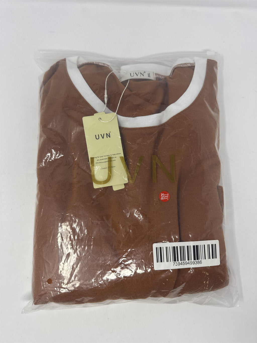 UVN 2pc Loungewear Set T-Shirt & Shorts Tracksuit Burnt Orange/Rust White 3XL